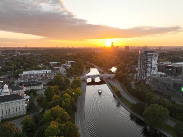istock Flying over rideau river in Ottawa at sunset 1905048728