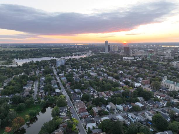 istock Flying over rideau river in Ottawa at sunset 1905050894