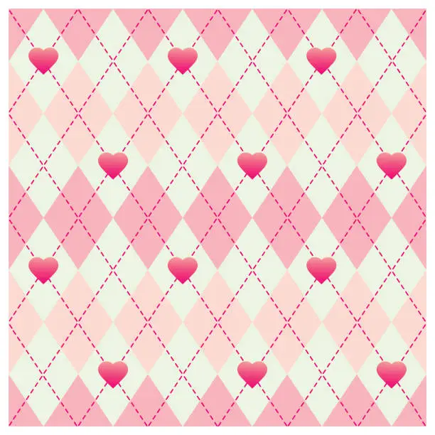 Vector illustration of heart plaid seamless pattern