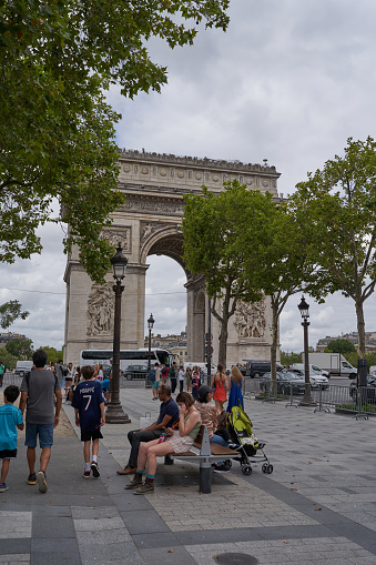 Paris, France - July 13, 2023 - Avenue des Champs-Élysées in early summer