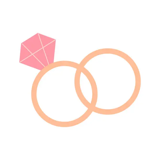 Vector illustration of Digital illustration with engagement rings. Vector illustration for Valentine’s Day.