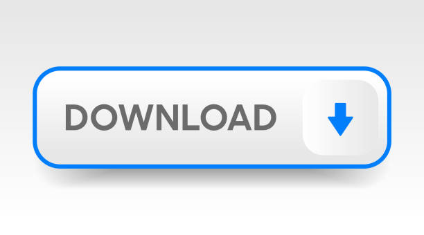illustrazioni stock, clip art, cartoni animati e icone di tendenza di 3d download button icon. upload icon. down arrow bottom side symbol. click here button. save cloud icon push button for ui ux, website, mobile application. - downloading push button symbol cursor