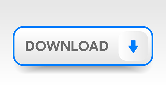 3D download button icon. Upload icon. Down arrow bottom side symbol. Click here button. Save cloud icon push button for UI UX, website, mobile application.