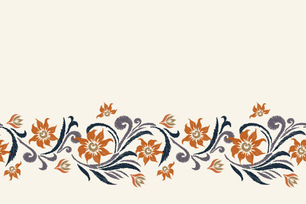 thai woven fabric patterns designed embroidery ikat style. vector illustrations. - loom ancient art backgrounds stock-grafiken, -clipart, -cartoons und -symbole