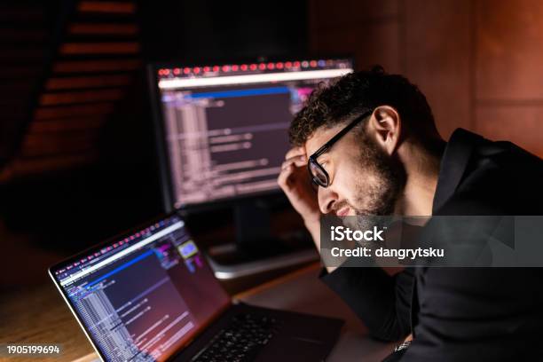 Business Man For Coding Software Development And Programming Script In ...