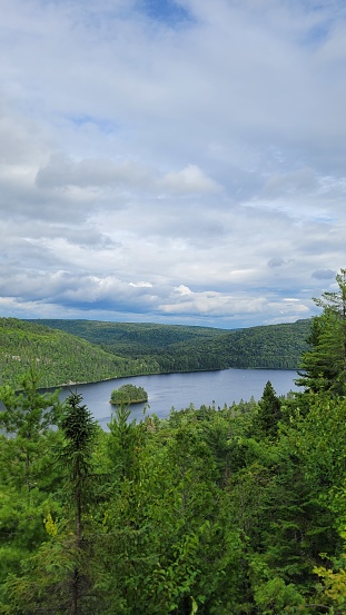 View of the landscape of Wapizagoke Lake in La Mauricie National Park in Quebec