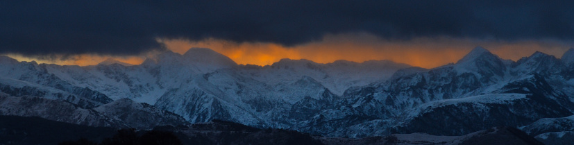 A sunset at the Pyrenees during a winter evening