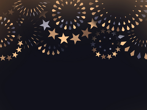 Fireworks explosion gold celebration sparkle glow modern celebration background design.