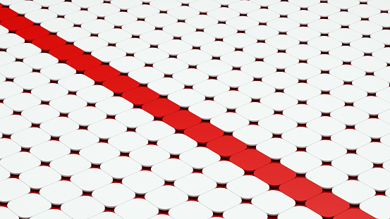 White red geometric pattern grid round square chamfer design stripe 3d illustration render digital rendering