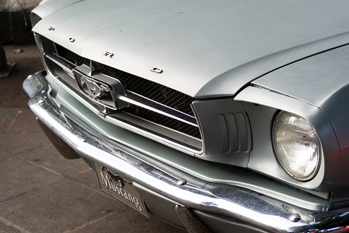 Salvador, Bahia, Brazil - November 1, 2014: Ford Mustang car at a vintage car exhibition in the city of Salvador, Bahia.