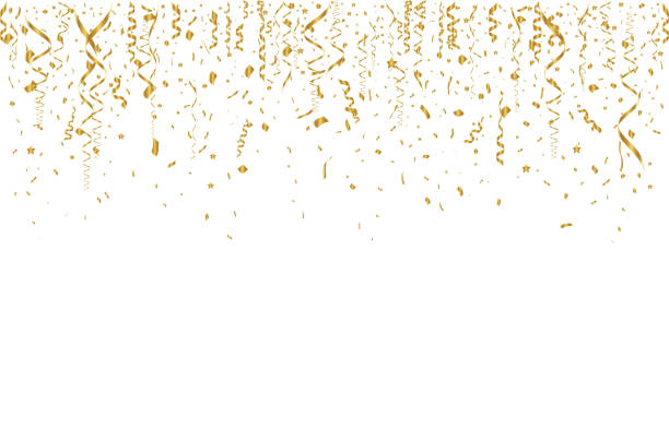 istock Vector confetti. Golden tinsel, confetti fall from the sky. Shiny confetti . Holiday, birthday. 1905277716