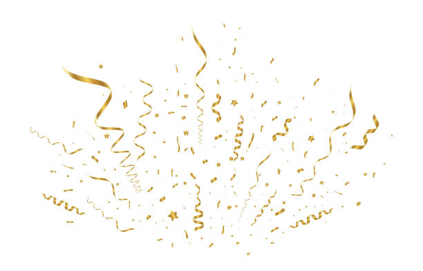 Vector confetti. Golden tinsel, confetti fall from the sky. Shiny confetti . Holiday, birthday - ilustração de arte vetorial