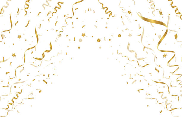 istock Vector confetti. Golden tinsel, confetti fall from the sky. Shiny confetti . Holiday, birthday 1905282841