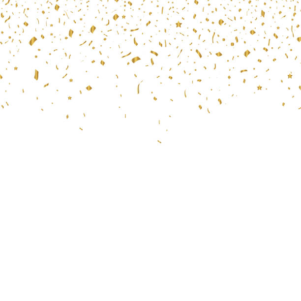 istock Vector confetti. Golden tinsel, confetti fall from the sky. Shiny confetti . Holiday, birthday. 1905283885
