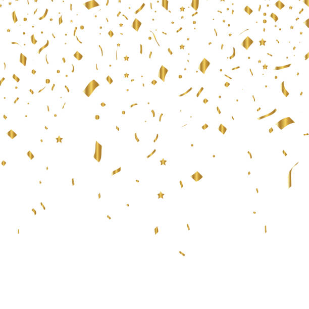 istock Vector confetti. Golden tinsel, confetti fall from the sky. Shiny confetti . Holiday, birthday. 1905284393