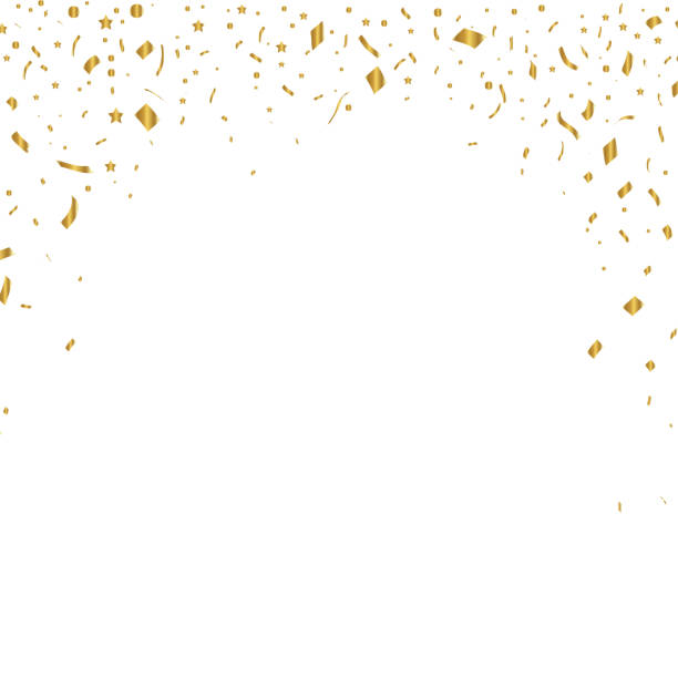 istock Vector confetti. Golden tinsel, confetti fall from the sky. Shiny confetti . Holiday, birthday 1905284394