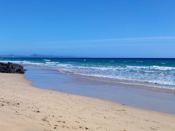 Morro Jable beach, Fuerteventura, Spain stock photo