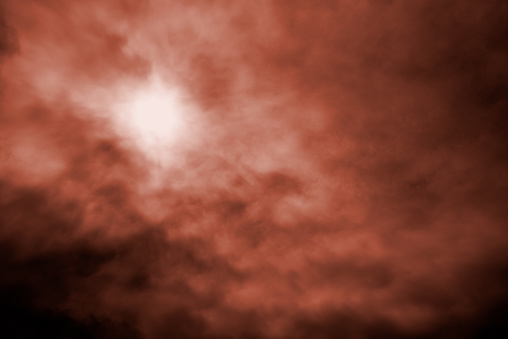 Fog effect in red and black sky with fire smoke texture