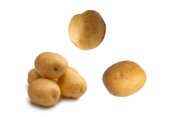 istock A group of fresh tasty potato isolated on white background. 1905363398