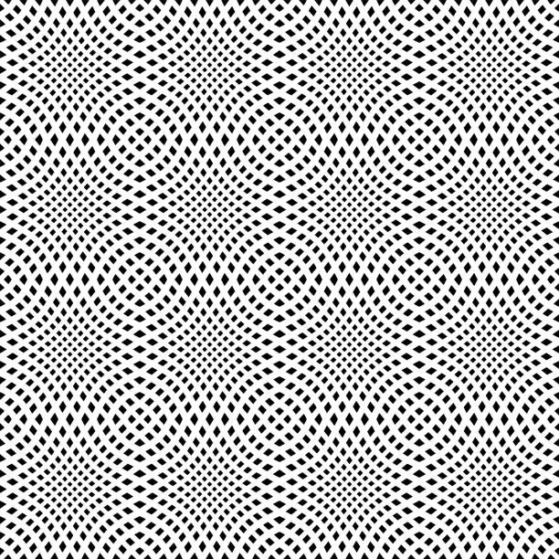 Vector illustration of Abstract Seamless Geometric Op Art Black and White Pattern.