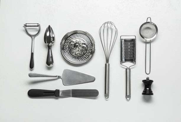 istock Set of different kitchen utensils on white table, flat lay 1905409370
