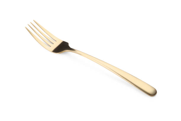 istock One shiny golden fork isolated on white 1905412475