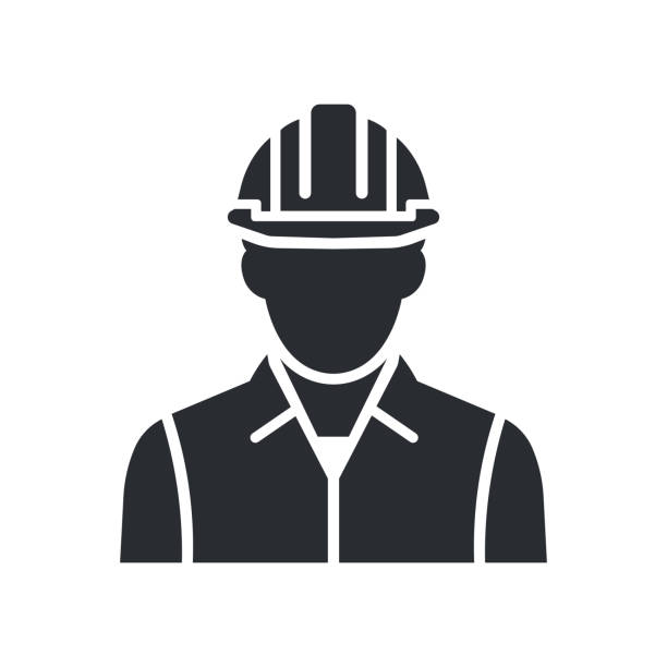 ilustraciones, imágenes clip art, dibujos animados e iconos de stock de trabajador con casco. avatar de perfil de persona de servicio de construcción masculino. ilustración vectorial - construction worker architect construction manual worker