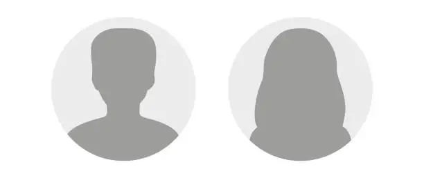 Vector illustration of Вектор плоскої ілюстрації в градаціях сірого. Аватар, профіль користувача, значок особи, гендерно нейтральний силует, зображення профілю. П