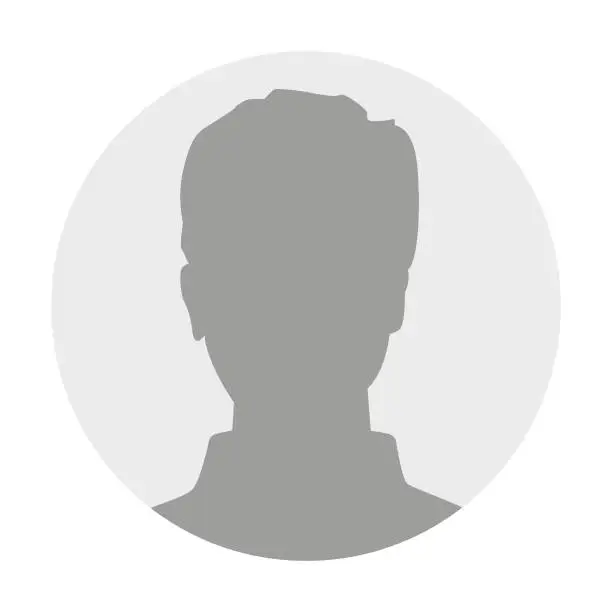 Vector illustration of Вектор плоскої ілюстрації в градаціях сірого. Аватар, профіль користувача, значок особи, гендерно нейтральний силует, зображення профілю. П