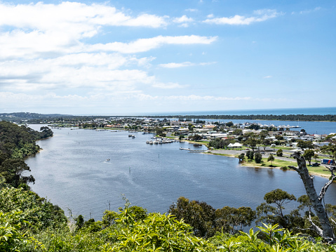 High angle view of Lakes Entrance , Victoria