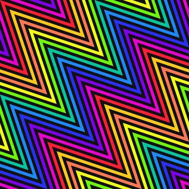 Vector illustration of Diagonal zigzag vector seamless pattern. Gradient chevron stripes background