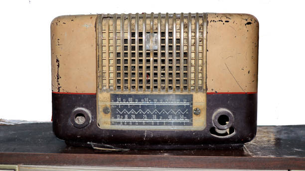istock Retro broadcast radio receiver. Old Radio with white background 1905525604