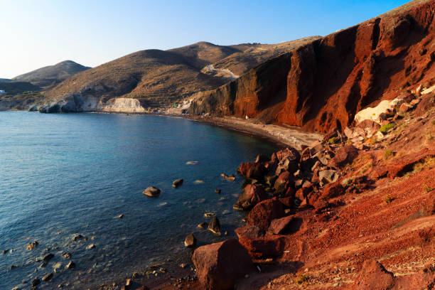 Red beach of Oia, Santorini Greece, web banner format