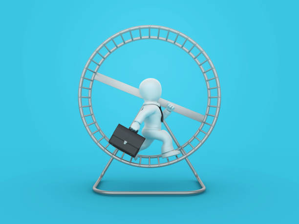 istock Exercise Hamster Cage Wheel with Business Character 1905637616