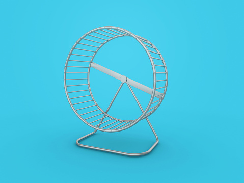 Exercise Hamster Wheel - Color Background - 3D Rendering