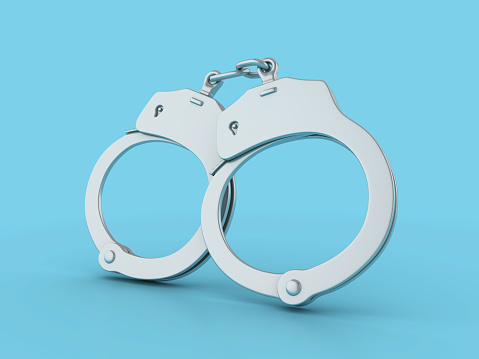3D Handcuffs - Color Background - 3D Rendering
