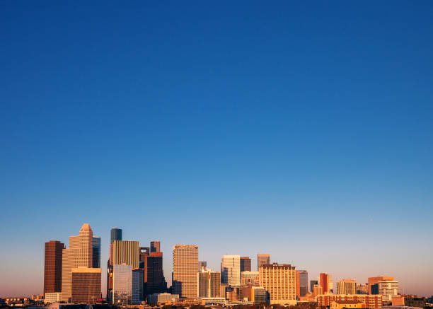 Centro de Houston al atardecer - foto de stock