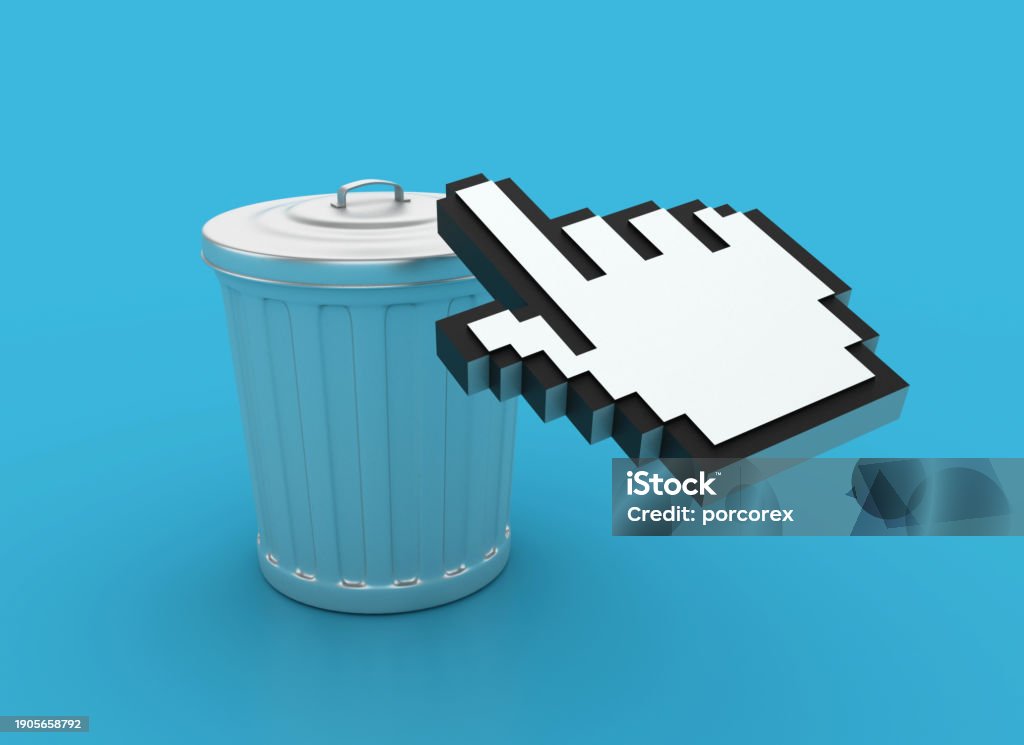 120+ computer mouse garbage garbage can technology... Garbage Can With Computer Hand Cursor Stock Photo - Download Image Now ...