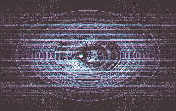 Vector illustration of All seeing eye with Glitch Technique