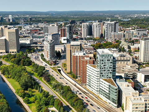 Aerial video of Ottawa University,Ontario Canada