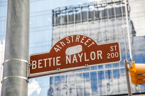 street sign 4th street at Bettie Naylor streert in the historic district in Austin, Texas, USA