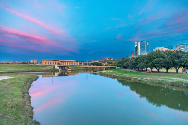 istock skyline of Fort worth seen from the river Trinity park, Texas 1905777367