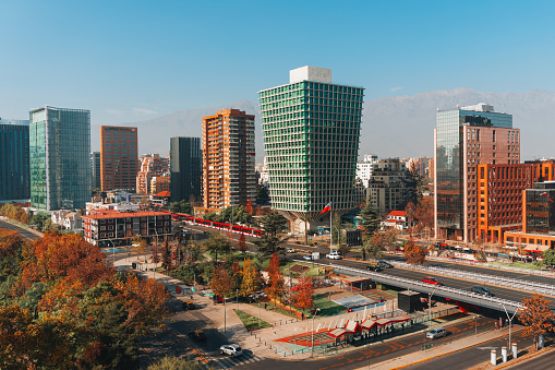 Avenue and commercial buildings in Santiago