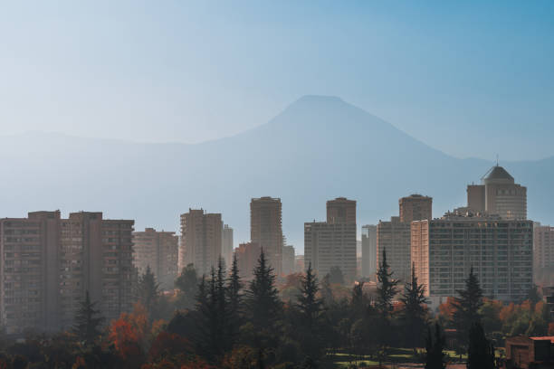 istock Andes mountain range and buildings in Chile 1905820246