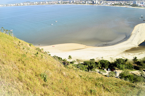 View of the Beach of Ghost from the Camaroeiro viewpoint in Caraguatatuba on the north coast of São Paulo