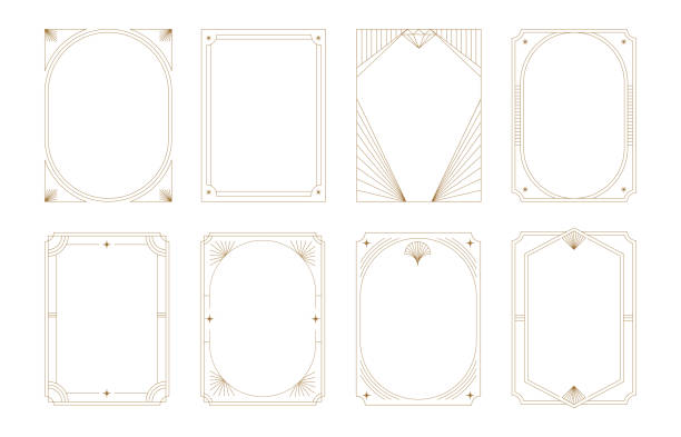 kuvapankkikuvitukset aiheesta art deco frames minimalist collection. elegant luxury borders and frames, vector templates design - candle borders
