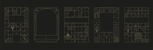 Vector illustration of Art Deco frames minimalist collection. Elegant luxury borders and frames, vector templates design