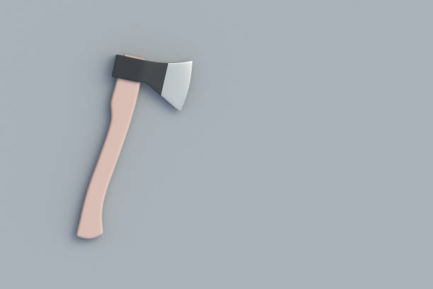 istock Axe for woodworking. Survival concept. Equipment for camping. Dangerous weapon. Medieval tool. Copy space. 3d render 1905848497
