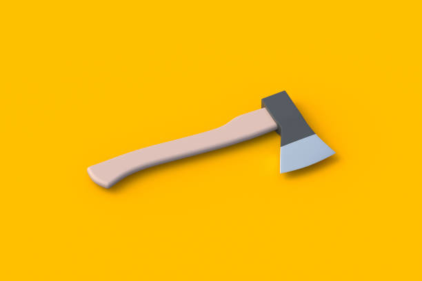 istock Axe for woodworking. Survival concept. Equipment for camping. Dangerous weapon. Medieval tool. 3d render 1905848499