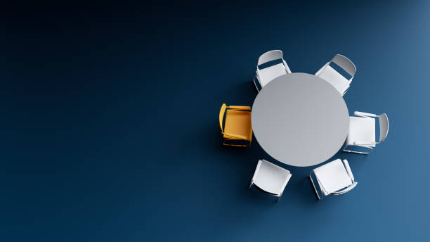 Copy space background with table and chairs for employee recruitment announcement, 3d rendering